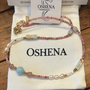 Oshena Designer Beachwear Pink beaded Pearl and Gold Beaded Necklace NEW Release